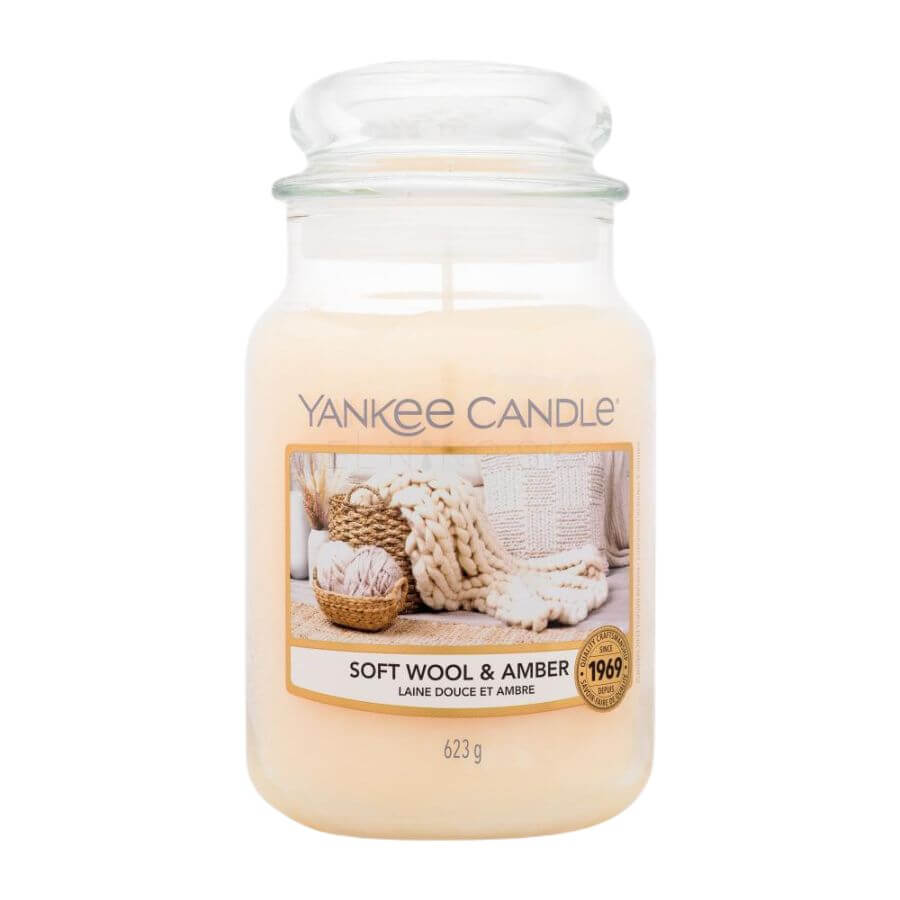 Sviečka veľká Yankee Candle - Soft Wool and Amber
